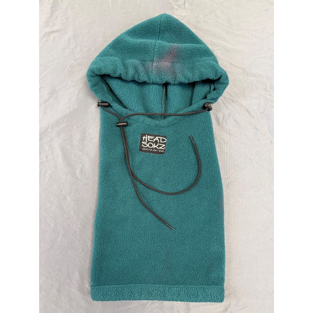 Head Sokz Fleece Balaclava Hood Teal Green Made in USA Adjustable Winter Mask